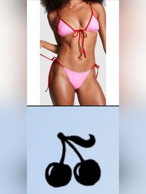 LDD/L PINK By Frankies Bikinis Atlantic Rosemary Bikini Set Pink Red